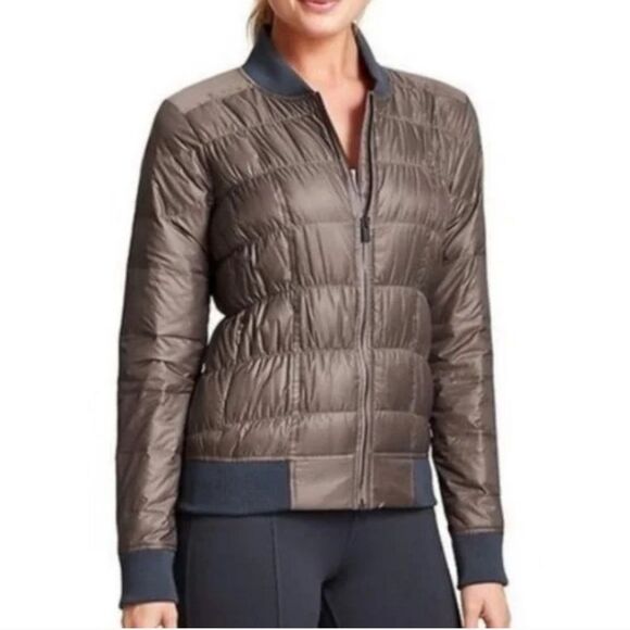 Athleta Dobby Goose Down Puffer Jacket Size Medium - Picture 1 of 11
